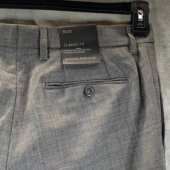 BANANA REPUBLIC Men's Grey Mini Gingham Classic-Fit Dress Pants SZ 32X32 - Picture 5 of 10